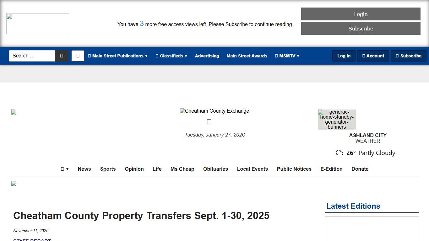 Cheatham County Property Transfers Sept. 1-30, 2025 - Main Street Media of Tennessee